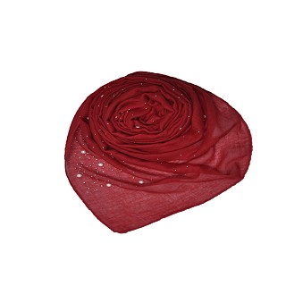 Rain drop hijab with big and small dew drop beats- Red